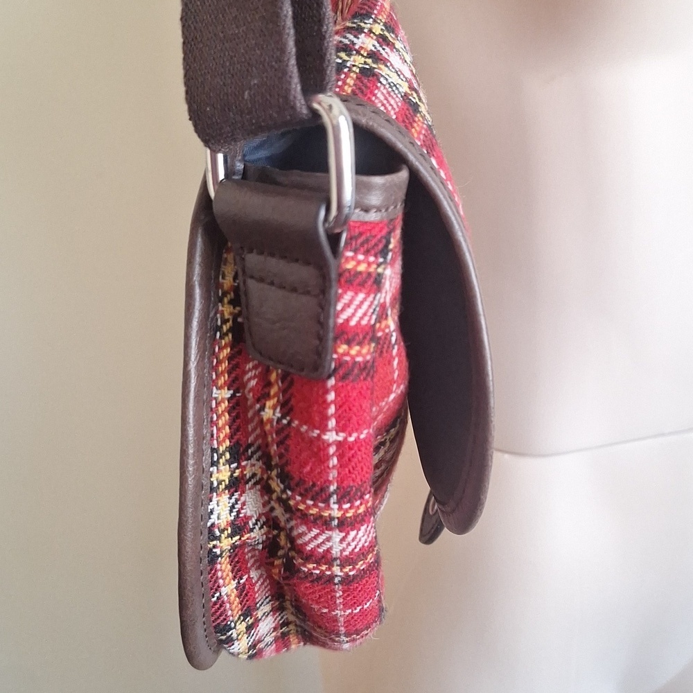 G.H. Bass & Co. Heritage Collection Plaid Crossbody Saddle Bag - Red Tartan - Picture 5 of 11